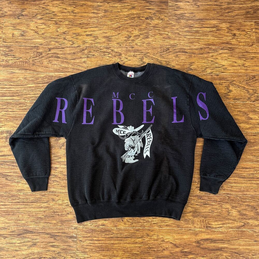 Vintage MCC Rebels Minnesota Purple Black Crewneck Sweatshirt Large